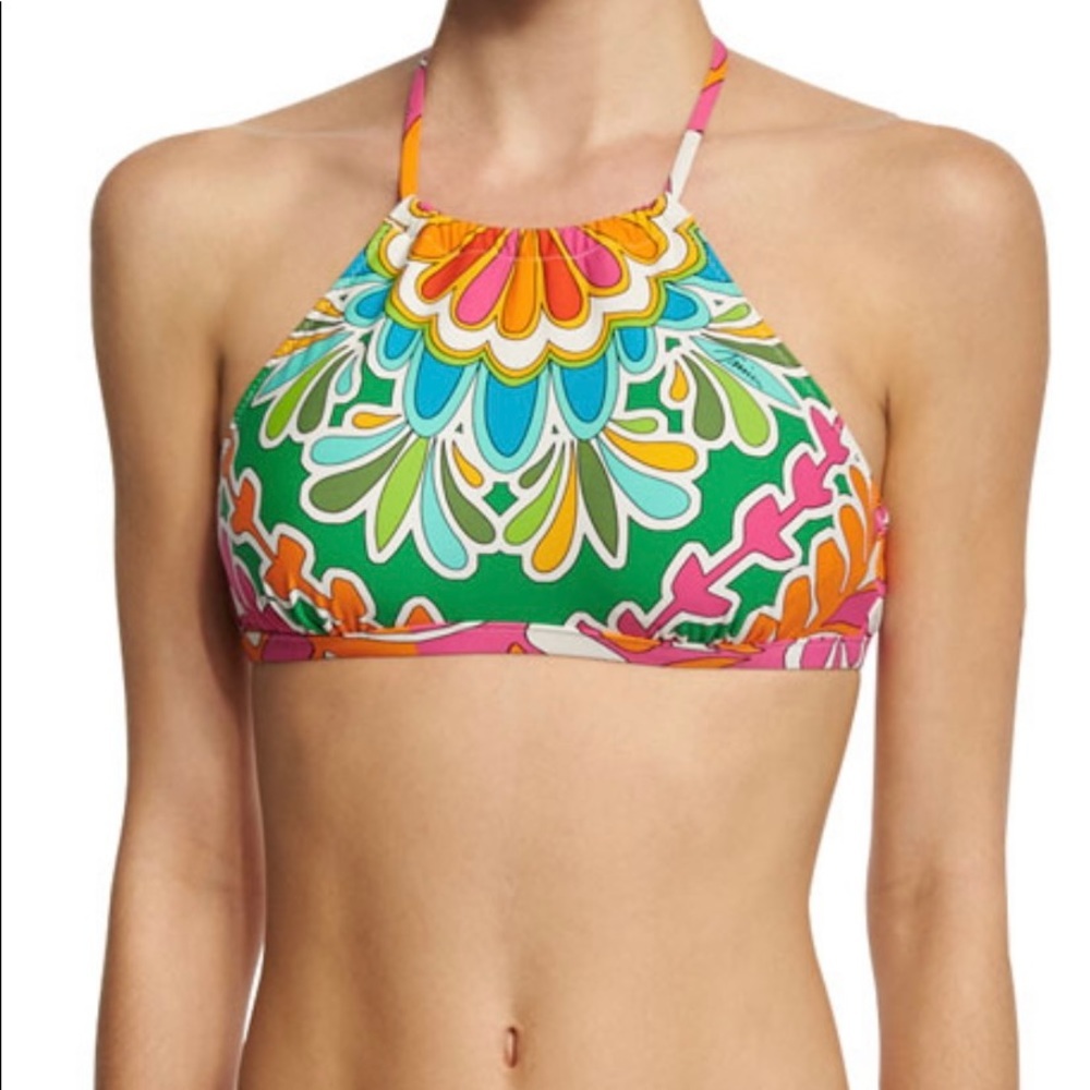 TRINA TURK Tamarindo High Neck Halter Style Swim Top